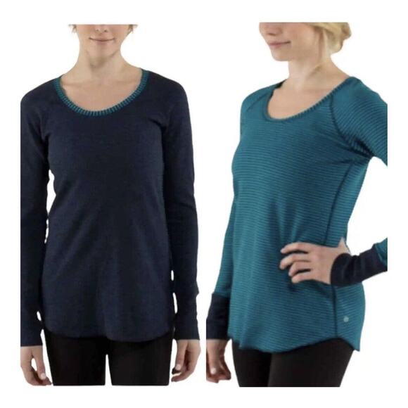 NWT Lululemon Open Your Heart Long Sleeve Heathered Ink Classic Stripe Top 2 - Picture 11 of 11